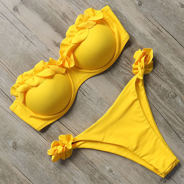 WW | Push-Up-Bikini-Set mit Rüschen für Damen