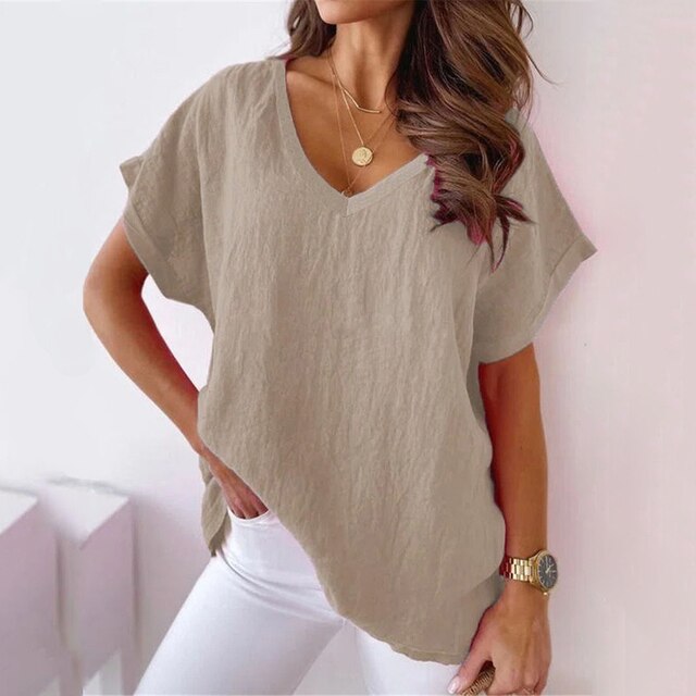 W&W Mode | Lässiges Damen V-ausschnitt Shirt