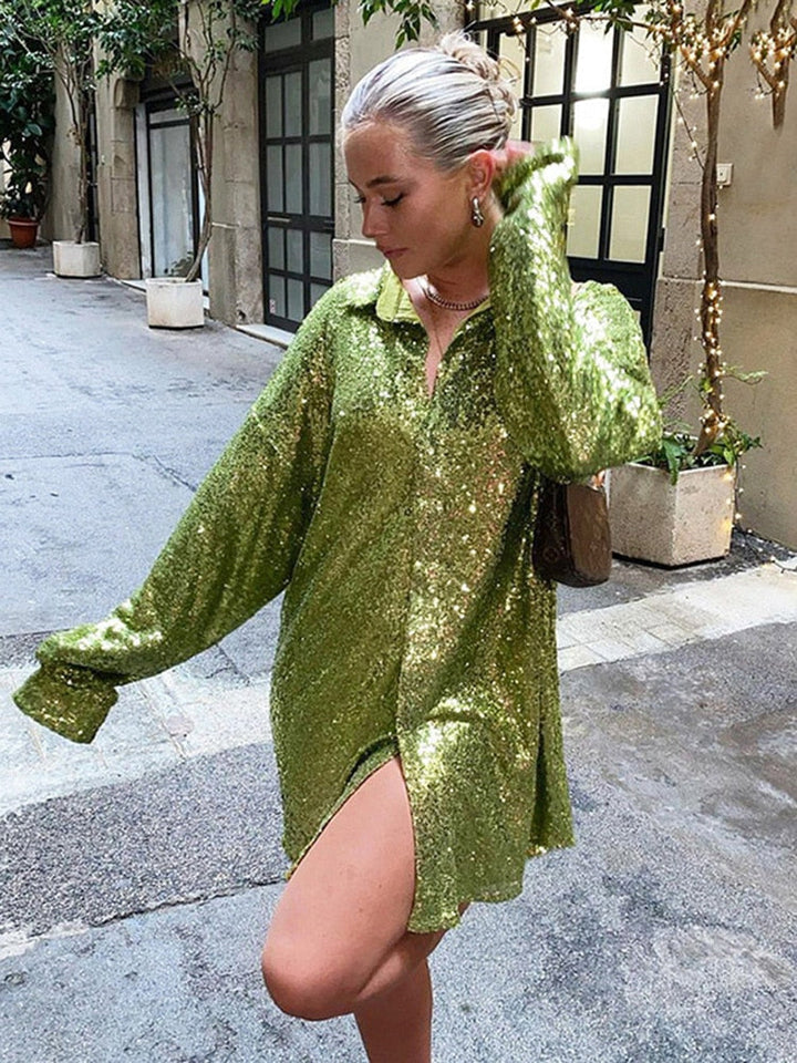 W&W Mode - Extragroßes Glitzerhemd für Damen