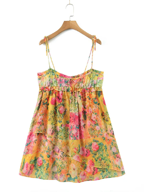 Wolff Flower Kleid | Stilvolles, rückenfreies Boho-Minikleid für den Sommer