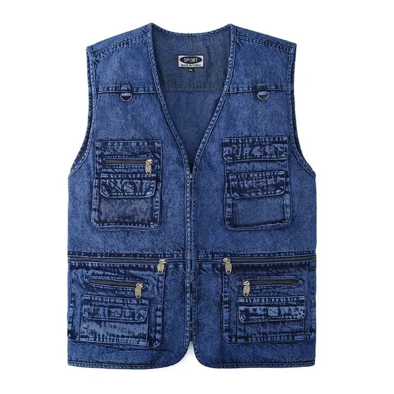 WW | Ärmellose Jeansweste Mit Mehreren Taschen Für Herren