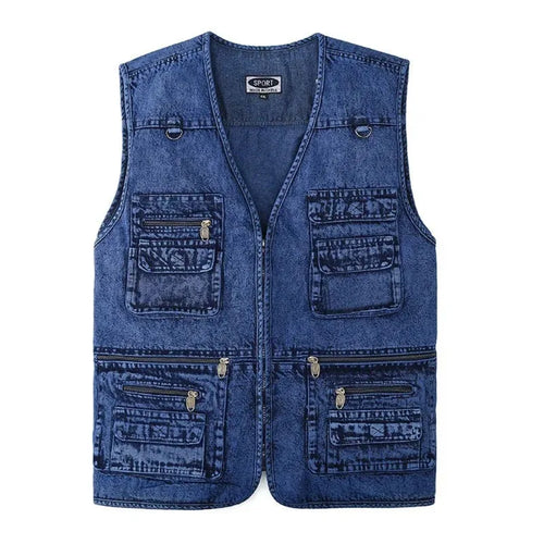 WW | Ärmellose Jeansweste Mit Mehreren Taschen Für Herren