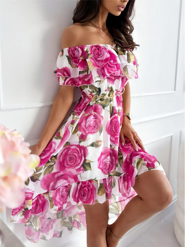W&W Mode - Schulterfreies Kleid mit Blumendesign