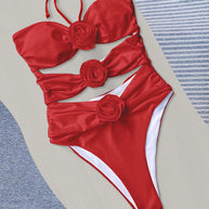 Einteiliger Bikini-Badeanzug mit hoher Taille