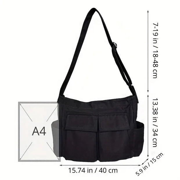 WW | Frauen Vintage Handtasche Canvas Teenager Schulter Tote Taschen Lieferdienst Tasche Damen Lässige Handtasche Crossbody Geldbörse