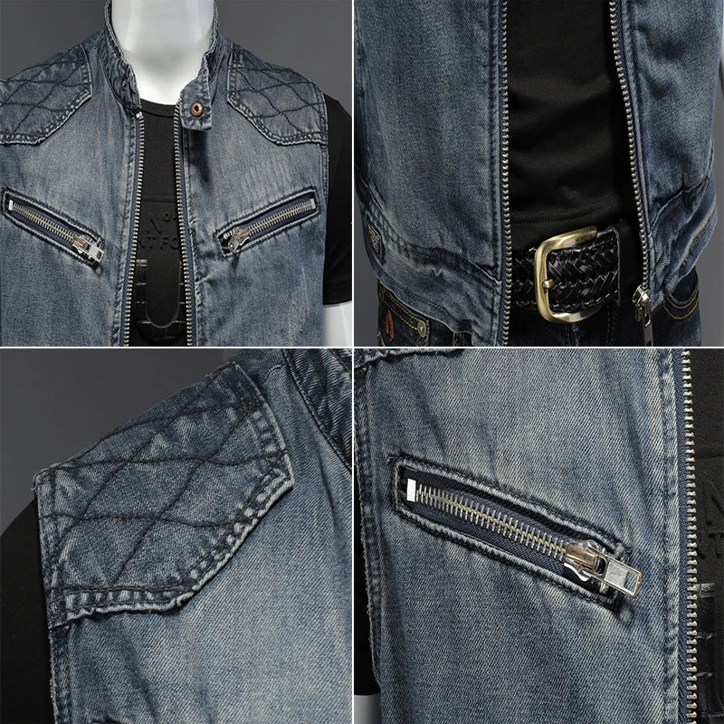 W&W Mode | Retro Herren Distressed Jeansjacke