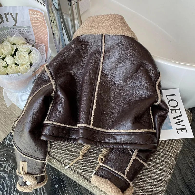 WW | Kurz Geschnittene Lederjacke Mit Lammfell