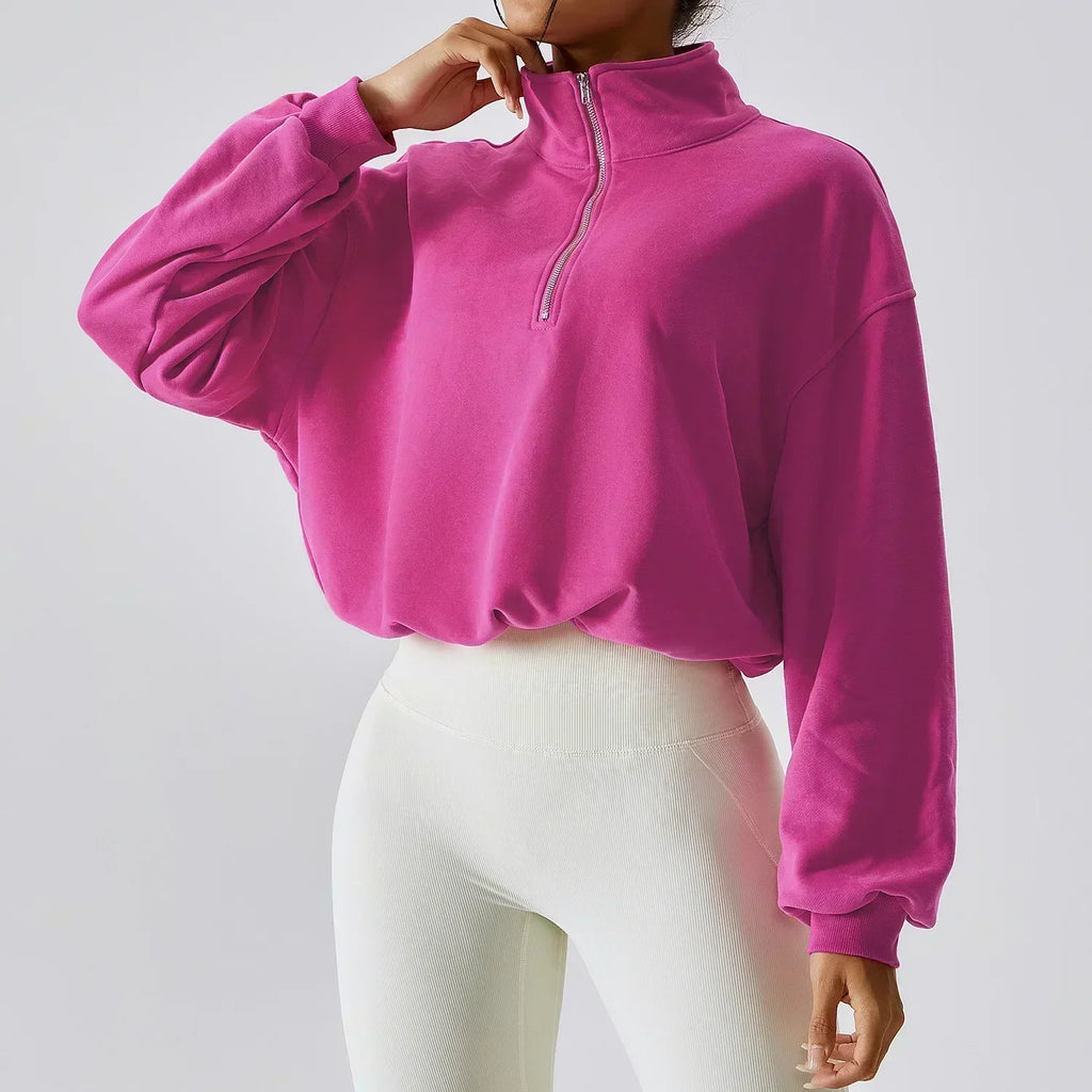 WW | Yoga Pullover Hoher Kragen Fitness Sport Sweatshirt Frauen Lauf Segel Reißverschluss Frauen Lockere Langarm Sweatshirt