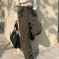 WW | Modische Leopardenmuster Jeans Für Damen