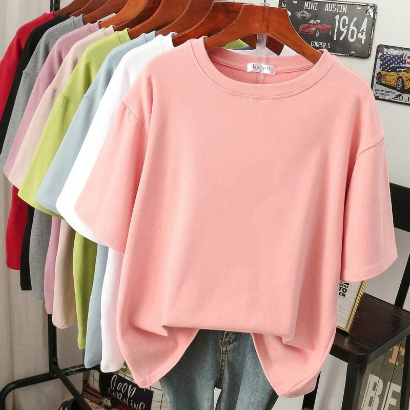 W&W Mode | Kuscheliges Baumwoll-Basic T-Shirt In Übergröße für Frauen
