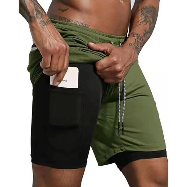 W&W Mode | Herren 2 in 1 Laufshorts Schnelltrocknend Für Sport Und Training Selfico