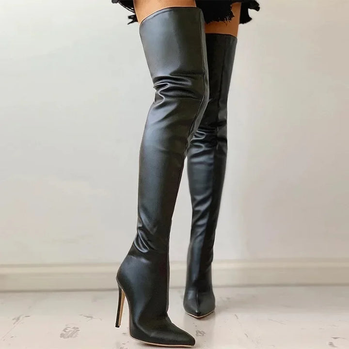 W&W Mode | Oberschenkelhohe Fashion Stiefel Stiletto Absatz