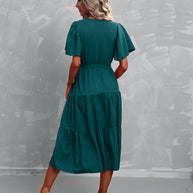 WW - Grünes Midi-Kleid mit Rüschen