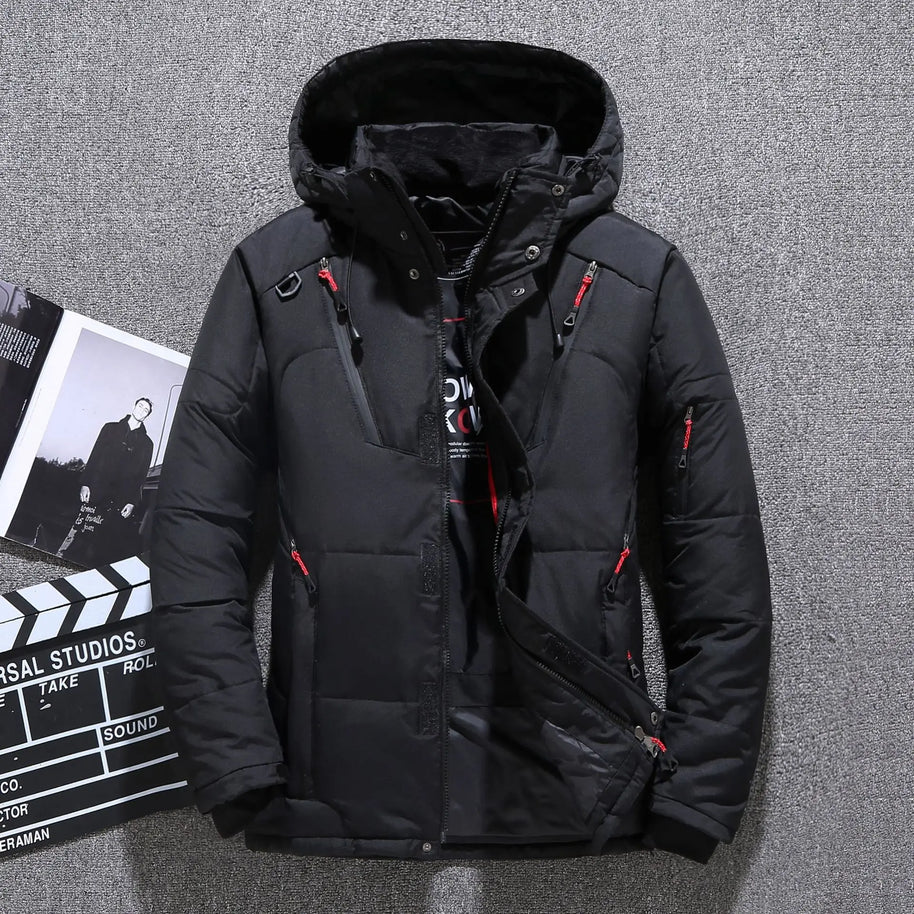 WW - Herren-Winterjacke - Warme, schlanke Daunenjacke mit Kapuze