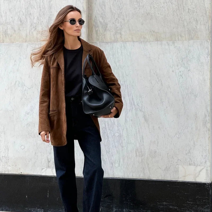 W&W Mode | Braune Wildlederjacke Mit Revers Chic Und Warm