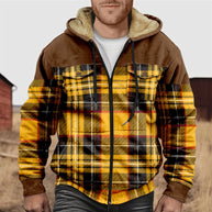 WW | Herren Fleecegefüttertes Flanellhemd – Kariert, mit Kapuze und Knopfleiste