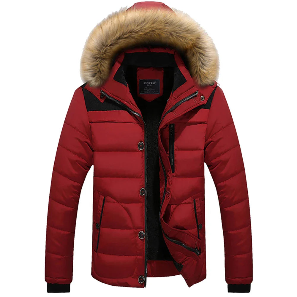 WOLFF | Herren Winterjacke mit Fellkapuze