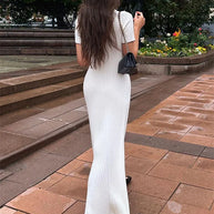 WW | Patchwork Revers Strick Maxi Kleid