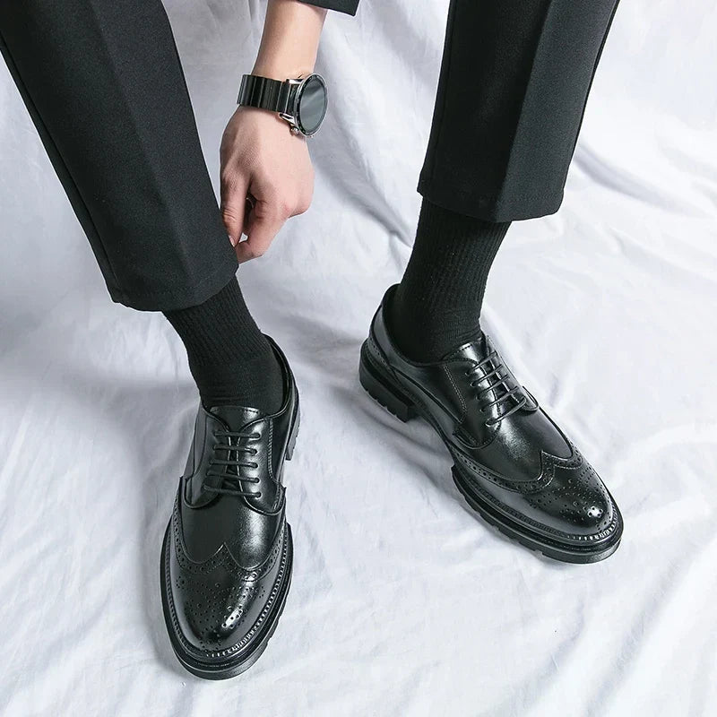 W&W Mode | Leder Formelle Loafers Für Herren Mit Brogue Detail Und Robuster Sohle
