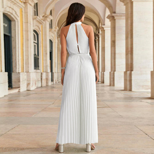 WW | Weißer Plissierter Jumpsuit