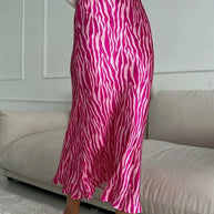 WW | Sommer Herbst Damen Elegant Midi Satin Röcke Gedruckt Hohe Taille Büro Damen Bodycon Bleistift Enger Rock für Damen