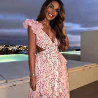 WW | Cutout Rüsch Maxi Kleid