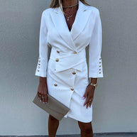 WW | Stilvolle zweireihige Blazer-Kleid für Damen