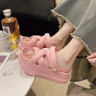 WW | Plattform Chunky Kreuzriemen Sandalen