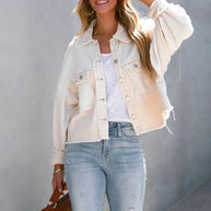 WW Vintage Jacke | Gepuffte Langarm-Modenjacke für moderne Frauen mit Taschen