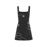 WW - Celestial Sparkle Minikleid Partykleid mit Mond- und Sternenverzierung
