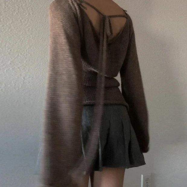 WW | Lockerer Strickpullover mit Glockenärmeln