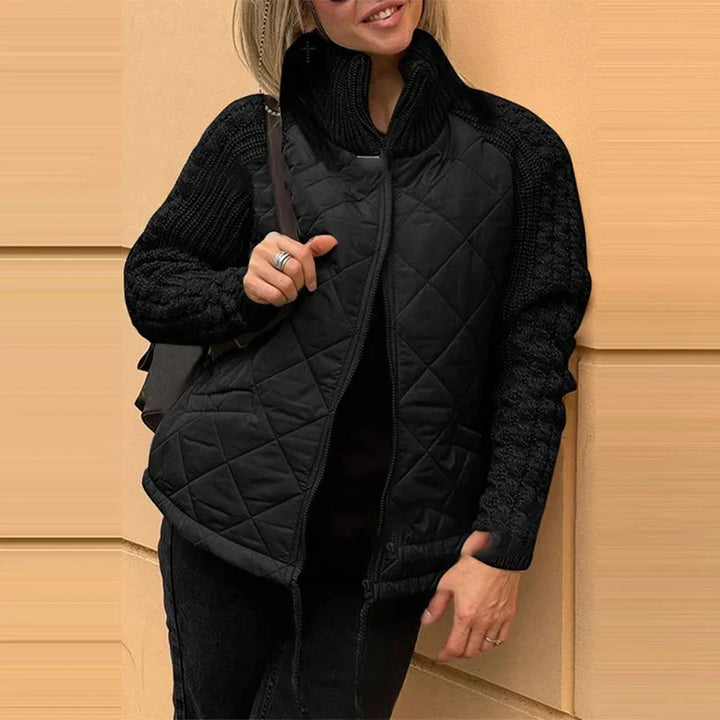 W&W Mode | Modische Steppjacke Mit Strickärmeln Für Frauen