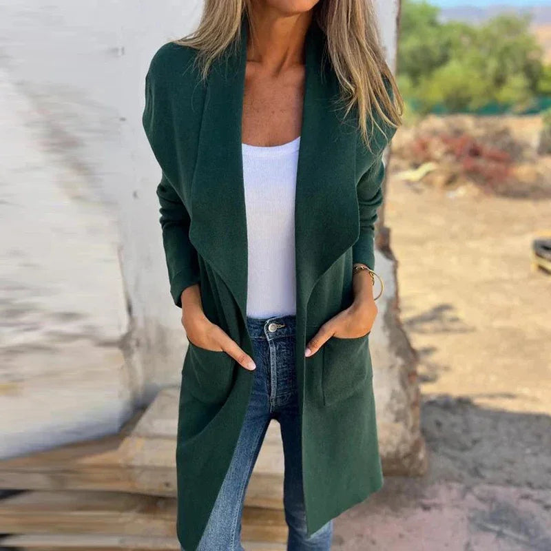 WW | Einfarbiger Mid Length Cardigan Mantel