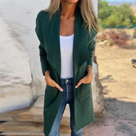 WW | Einfarbiger Mid Length Cardigan Mantel