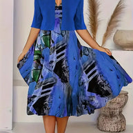 WW | Neu für Den Sommer! Eu Us Herbst Frau 2 Lang Kleid Set Blumen und Graspunkt Crew Neck Kleid mit Chiffon Kurzjacke