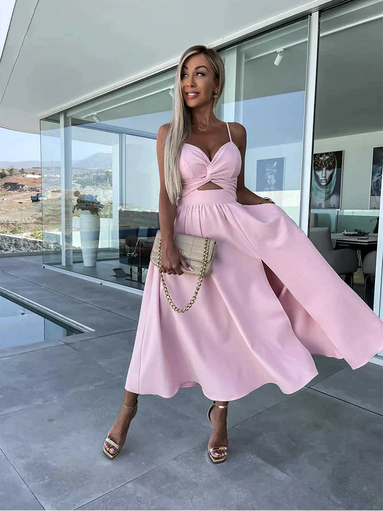 WW | Seitenausschnitt Midi-Kleid mit Schlitz