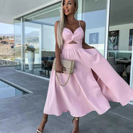 WW | Seitenausschnitt Midi-Kleid mit Schlitz