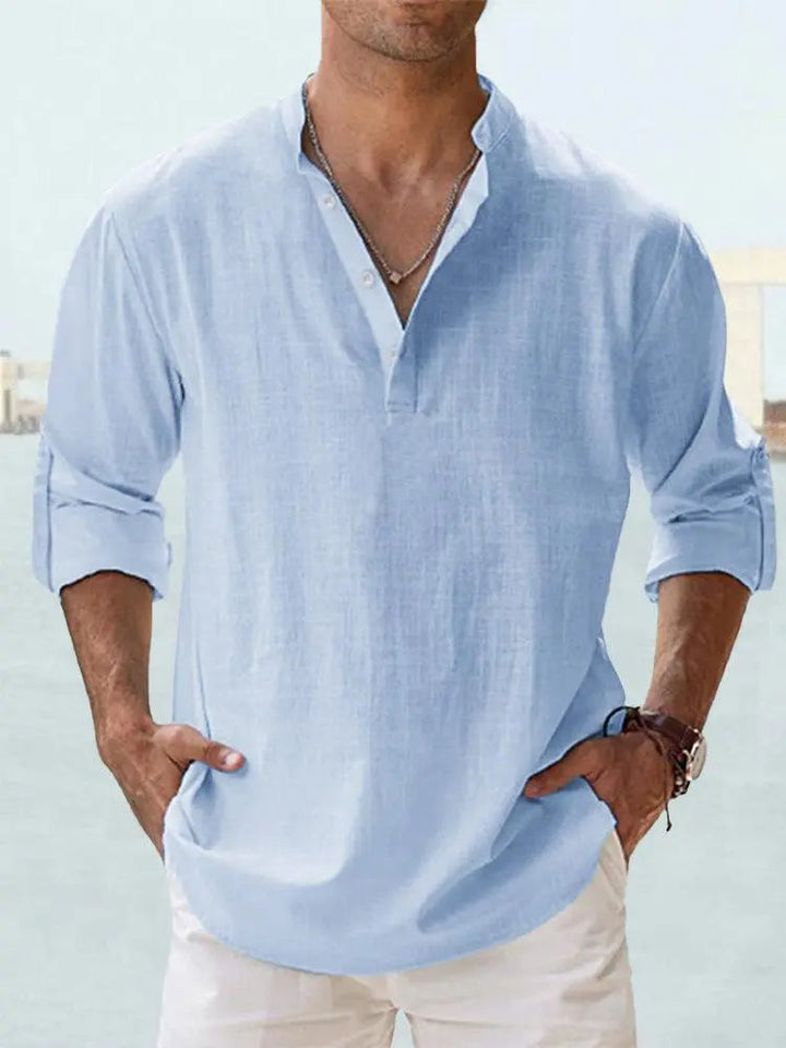 W&W Mode | Luftiges Leinenhemd Mit Henley Kragen