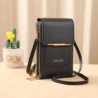 WW Leder Smartphone Clutch | Damen Handtasche mit Touchscreen-Fenster
