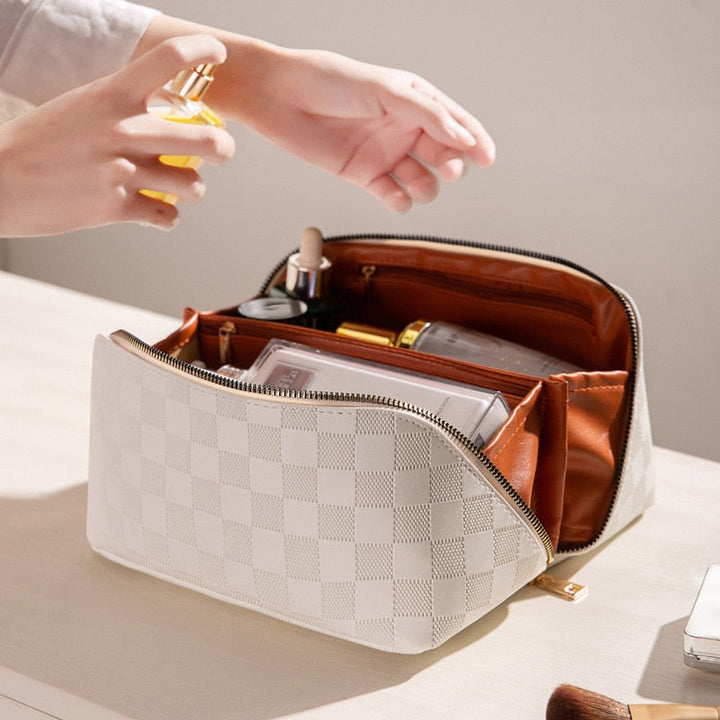 W&W Mode | Luxuriöse karierte Kosmetiktasche