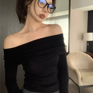 Eleganter Off-Shoulder Strickpullover