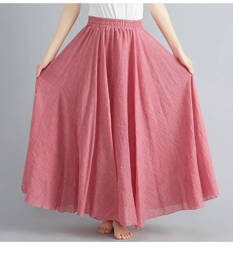 WW | Mode Baumwolle Leinen Kleidung Frauen Röcke Maxi Y2K Elegant Strand Saia Ropa Mujer Lässiges Kleid Boho Lange Röcke Faldas Harajuku