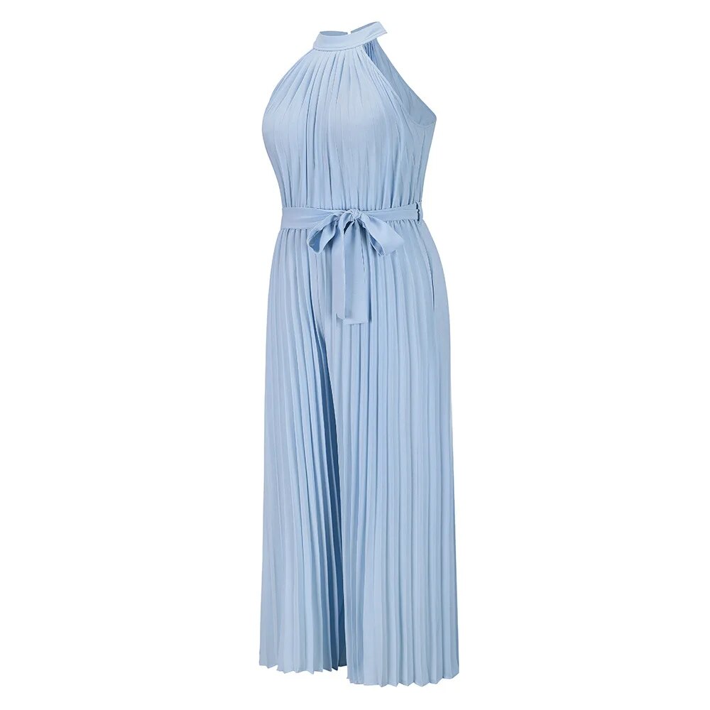 WW | Plissierter Overall mit Neckholder und Gürtel