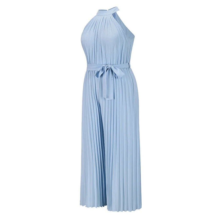 WW | Plissierter Overall mit Neckholder und Gürtel