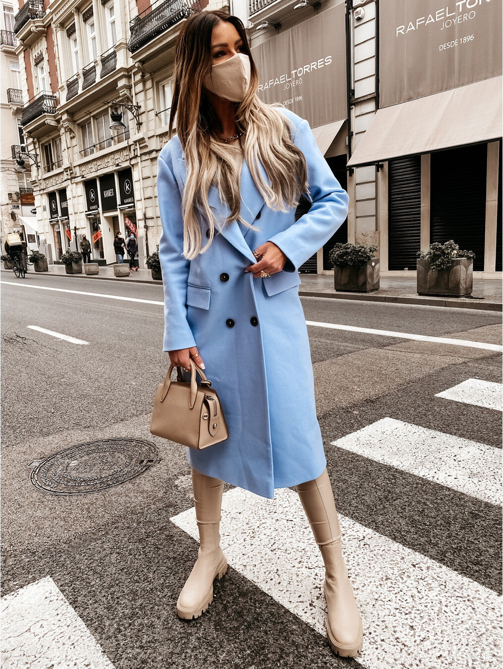 W&W Mode Attraktiver Herbst-Wollmantel | Damen Retro Mode Schwarzer Langarm-Mantel