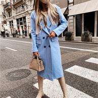 WW Attraktiver Herbst-Wollmantel | Damen Retro Mode Schwarzer Langarm-Mantel