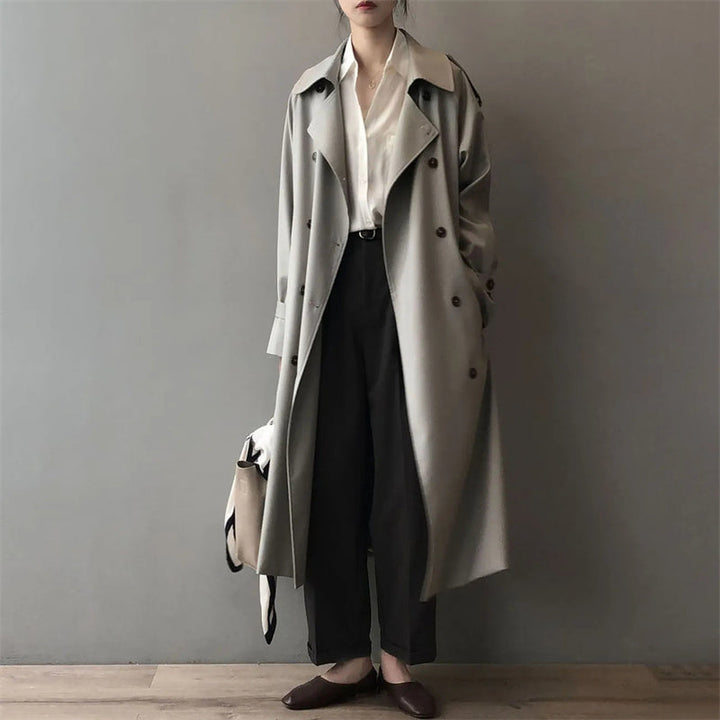 Damen Trenchcoat mit Oversize-Schnitt und doppelreihigem Verschluss