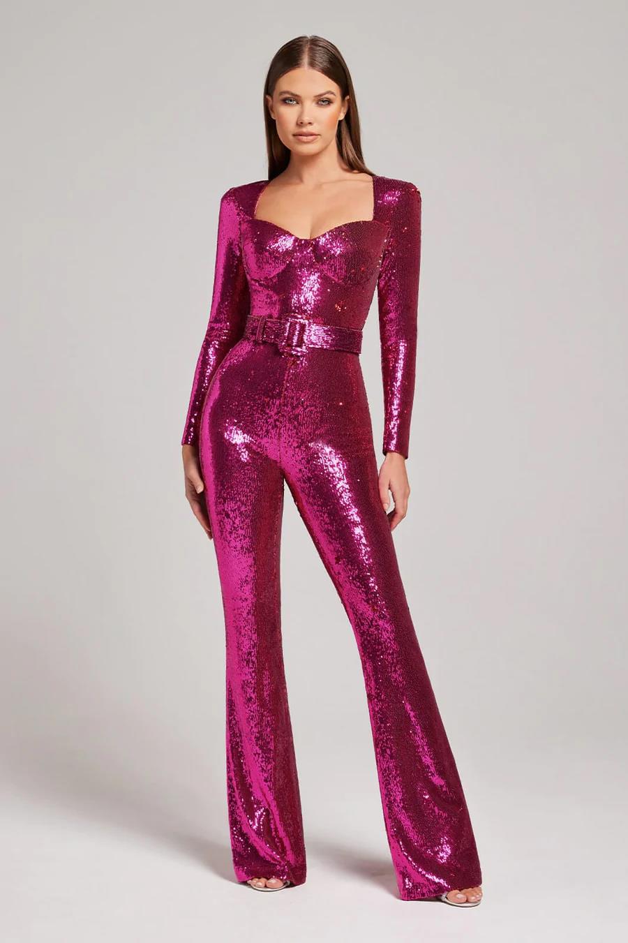 WW - Pailletten Langarm Jumpsuit