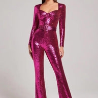 WW - Pailletten Langarm Jumpsuit
