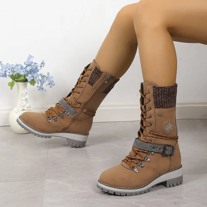 W&W Mode | Modische Schnürstiefel mit Plateau und dicker Sohle